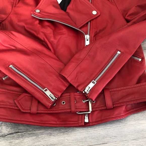 Walter Baker Allison Leather Moto Red Jacket - Picture 7 of 11